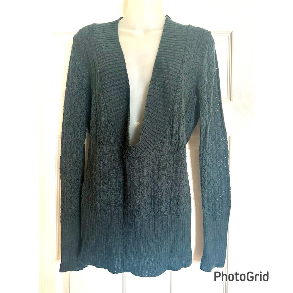 Dark Blue Deep V-Neck Sweater